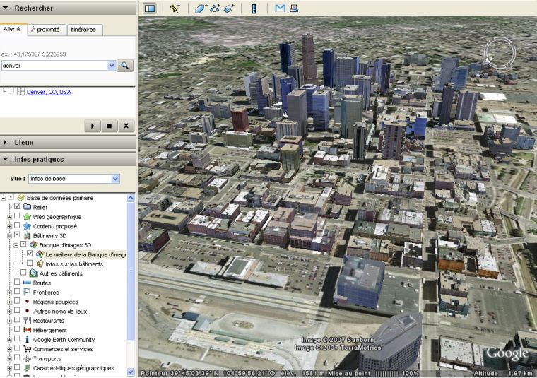 batiments 3D texturs denver google earth